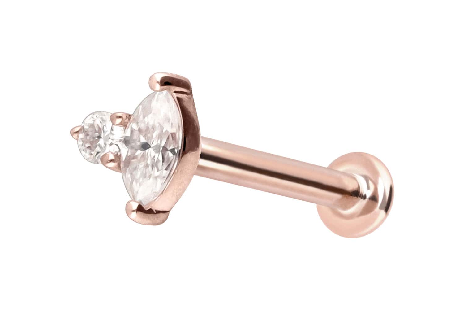 14 Karat Gold Labret Piercing mit Push Fit MOISSANIT-DESIGN